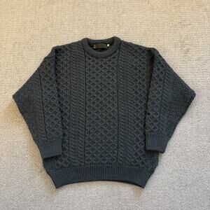 The Irish Woolen Mills 100% Wool Sweater Mens Size Large Crewneck Cable Knit